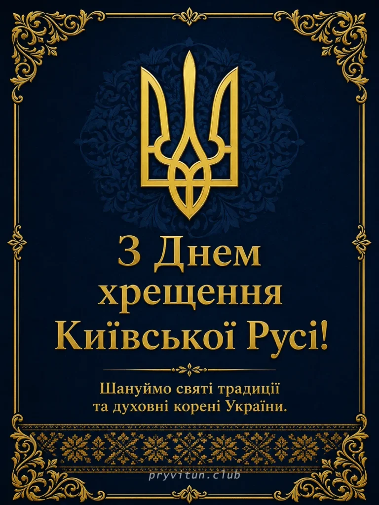 День Хрещення Київської Русі вітання
