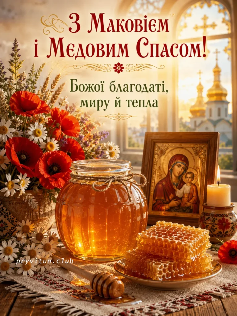 Картинка з Медовим Спасом та Маковієм