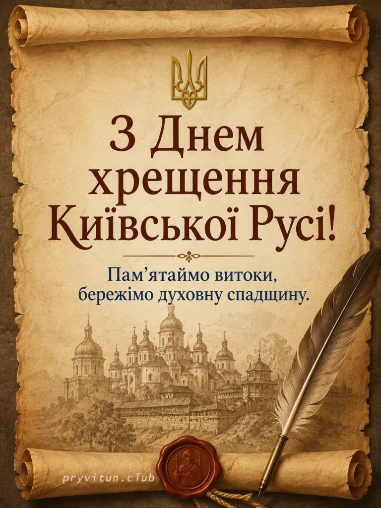 Листівка зі святом Хрещення Русі