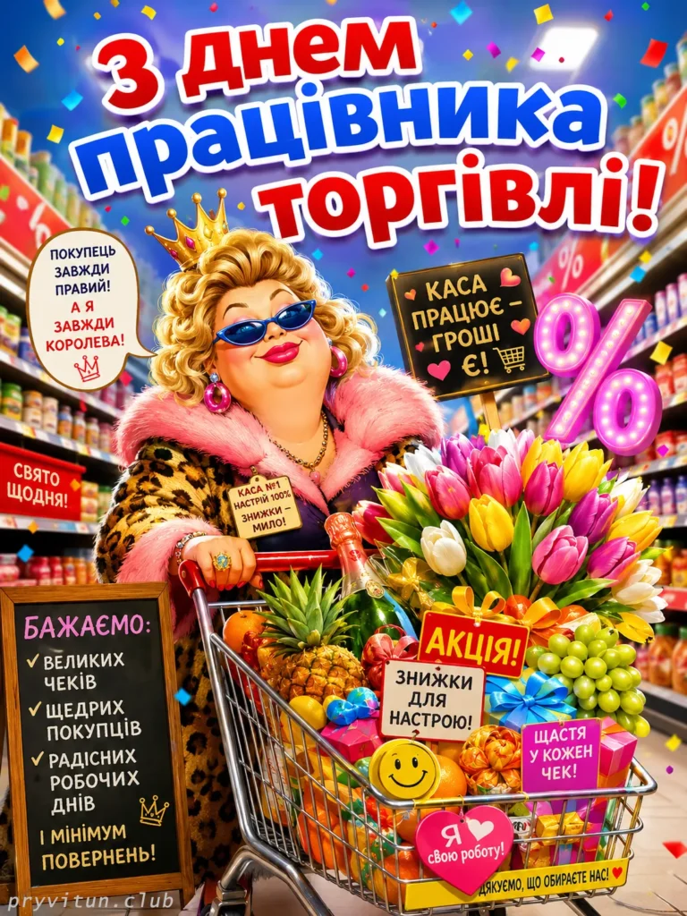 Працівнику торгівлі з найкращими побажаннями