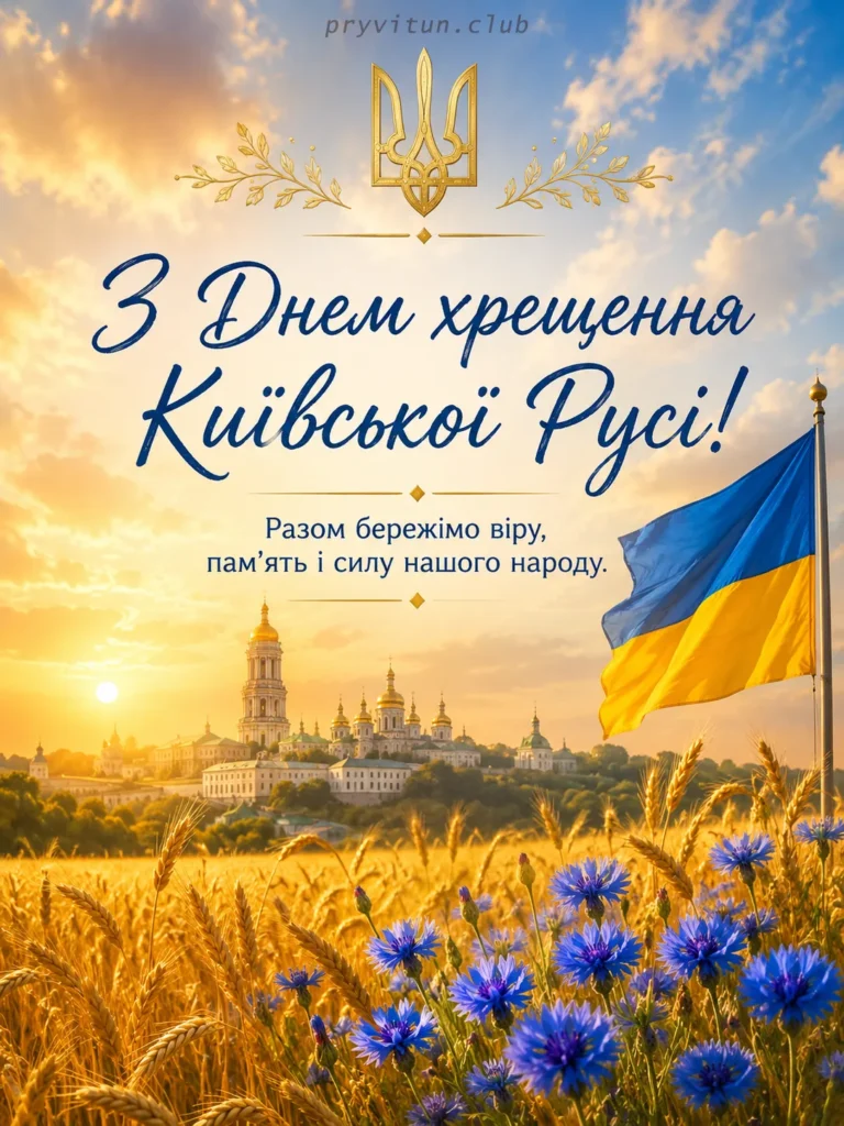 Привітання з Днем Хрещення Київської Русі