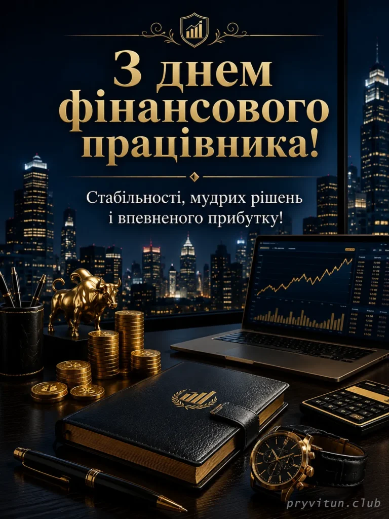 Святкова листівка фінансовому працівнику