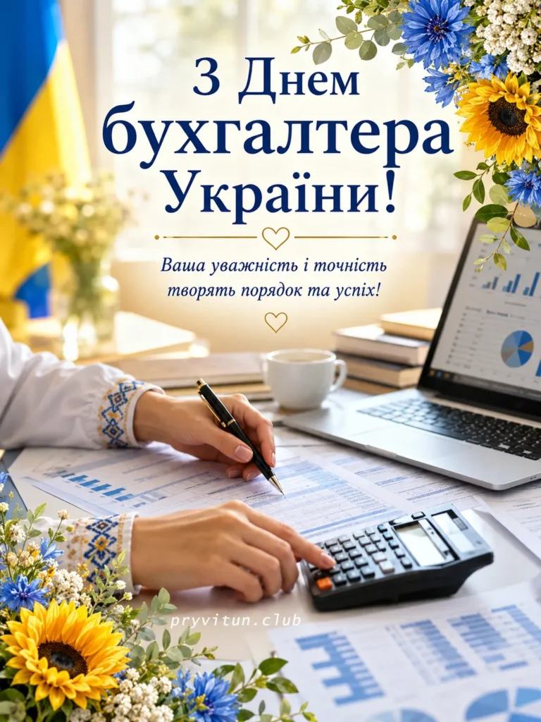 Святкова листівка з Днем бухгалтера