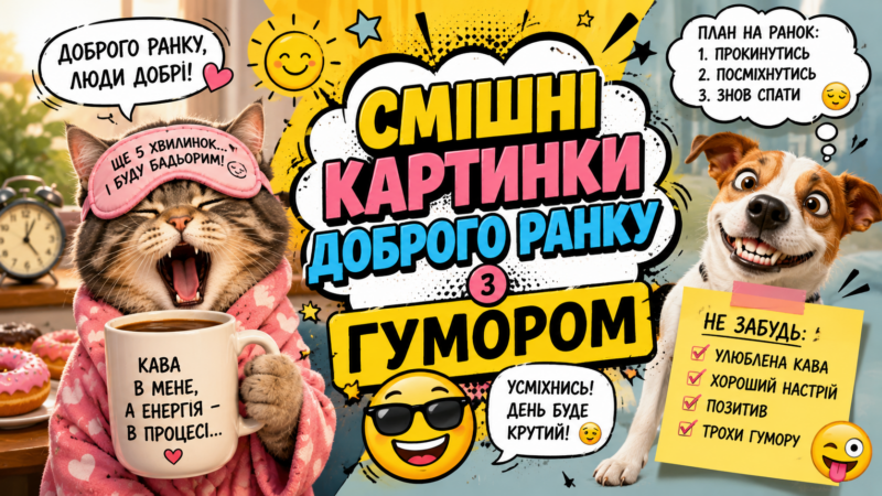 Смішні картинки доброго ранку з гумором та позитивом