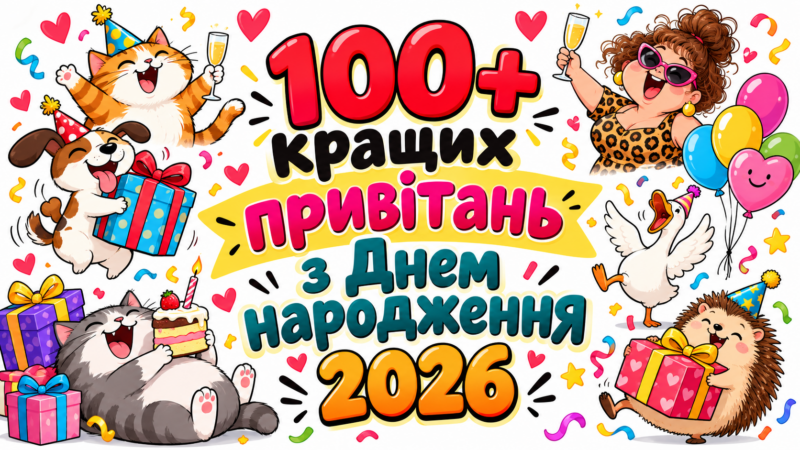 100+ кращих привітань з Днем народження 2026: красиві картинки та побажання