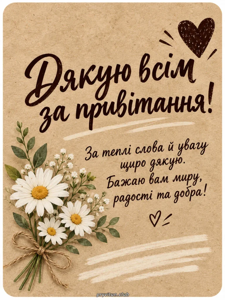 Дякую за привітання від усієї душі