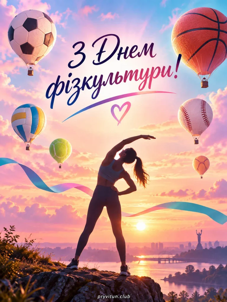 Красива листівка до Дня фізкультури