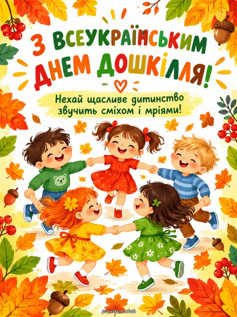 Красива листівка з Днем дошкілля