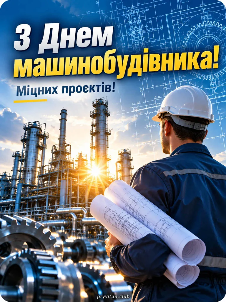 Красива листівка з Днем машинобудівника