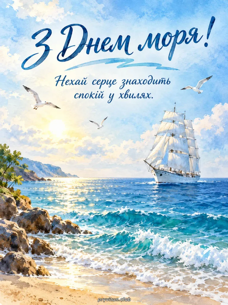 Красива листівка з Днем моря