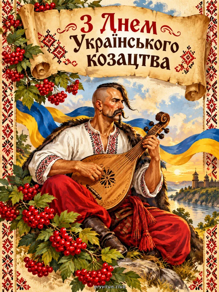Красива листівка з Днем українського козацтва