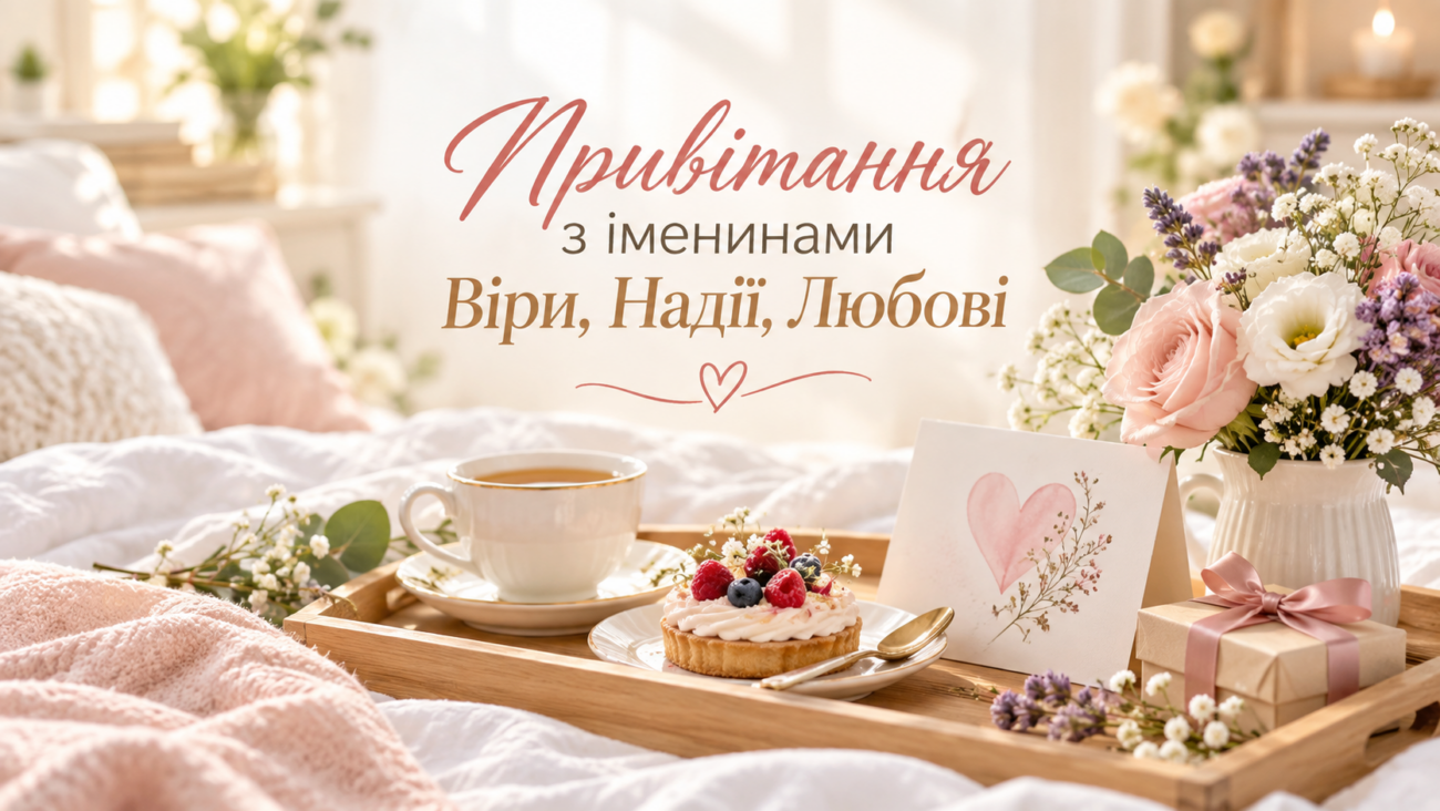 Привітання з іменинами Віри, Надії, Любові