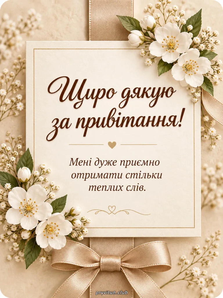 Щира вдячність за ваші привітання