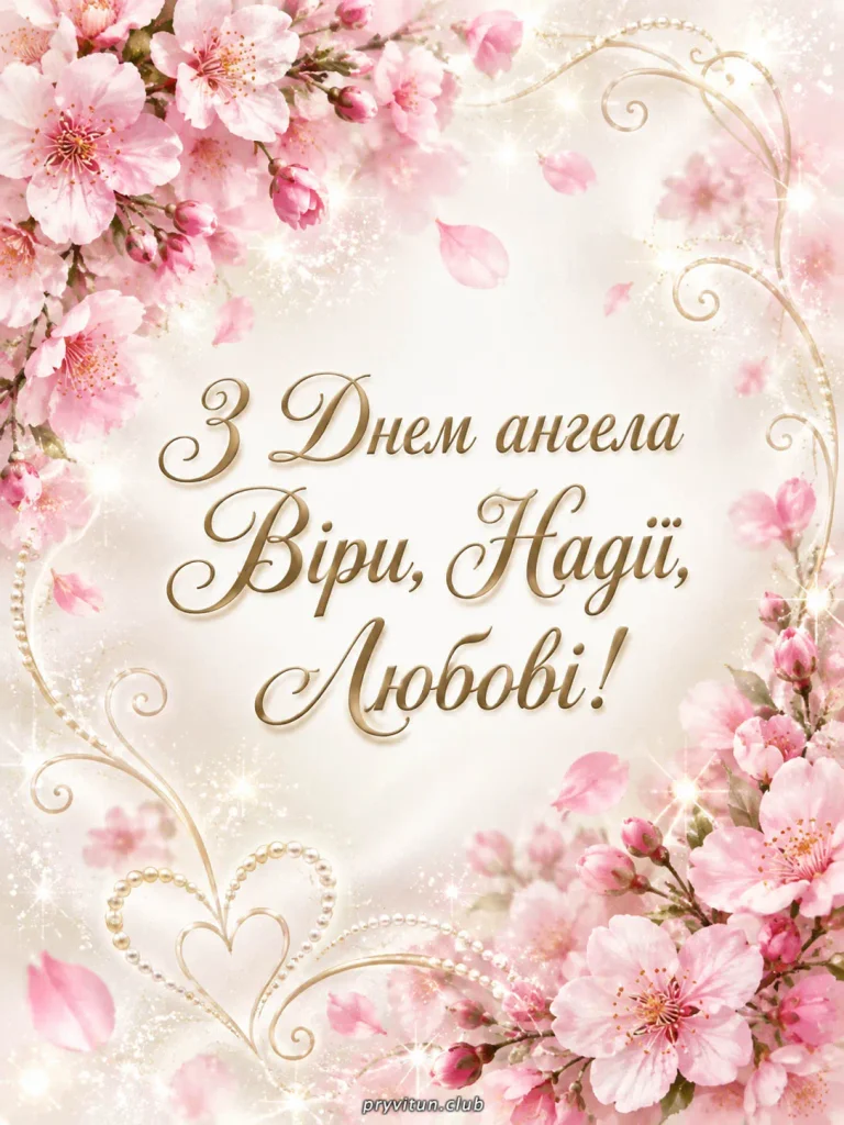 Щирі привітання з іменинами Віри, Надії та Любові