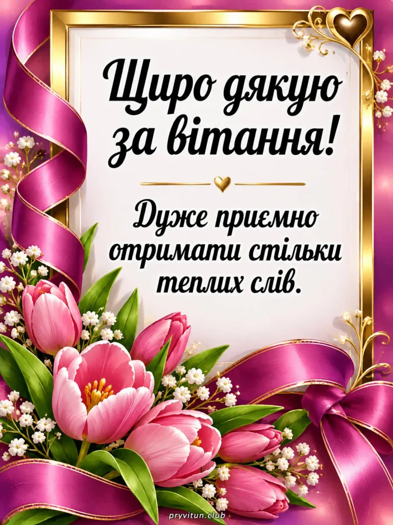 Щиро вдячна за теплі слова