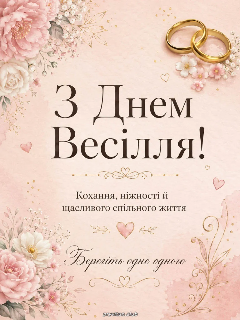 Святкова листівка з Днем весілля