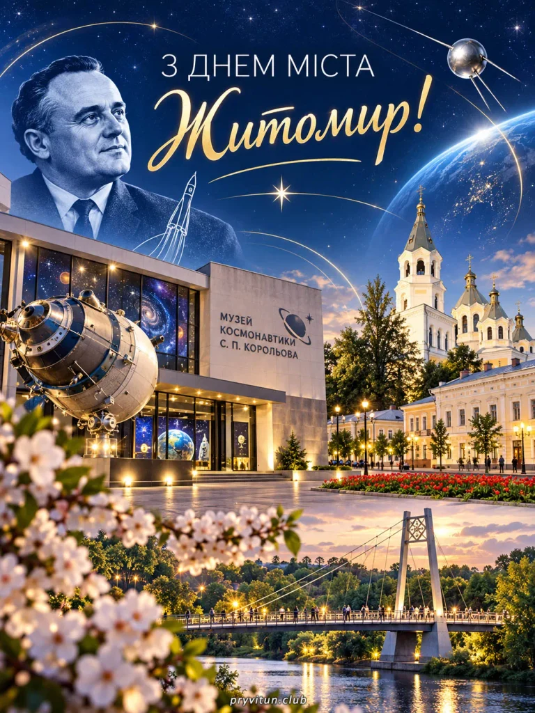 Святкова листівка з Днем Житомира