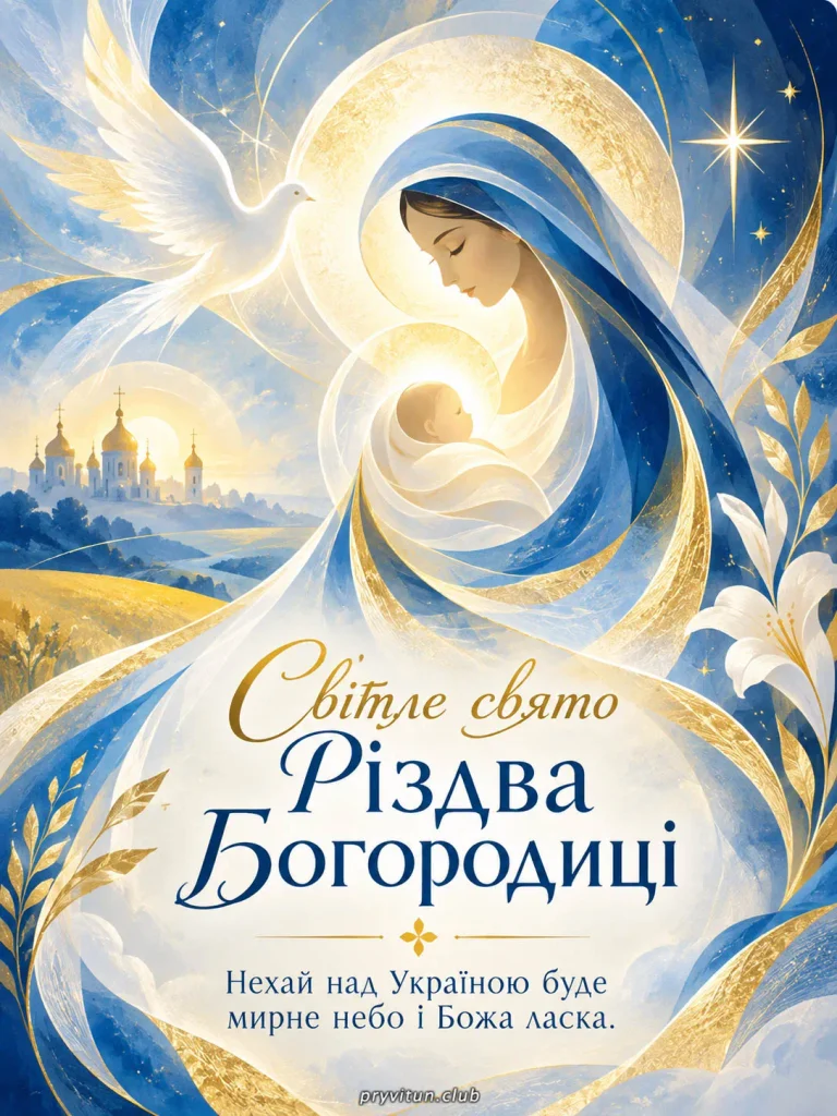 Святкова листівка з Різдвом Богородиці