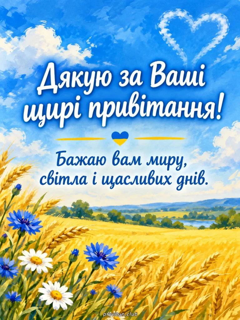 Від щирого серця дякую за привітання