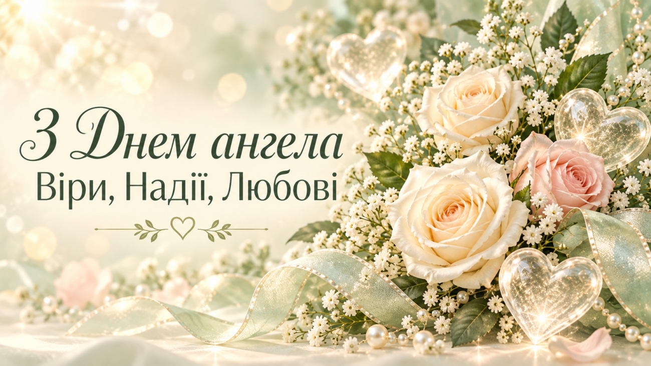 З Днем ангела Віри, Надіїї, Любові вітальні картинки