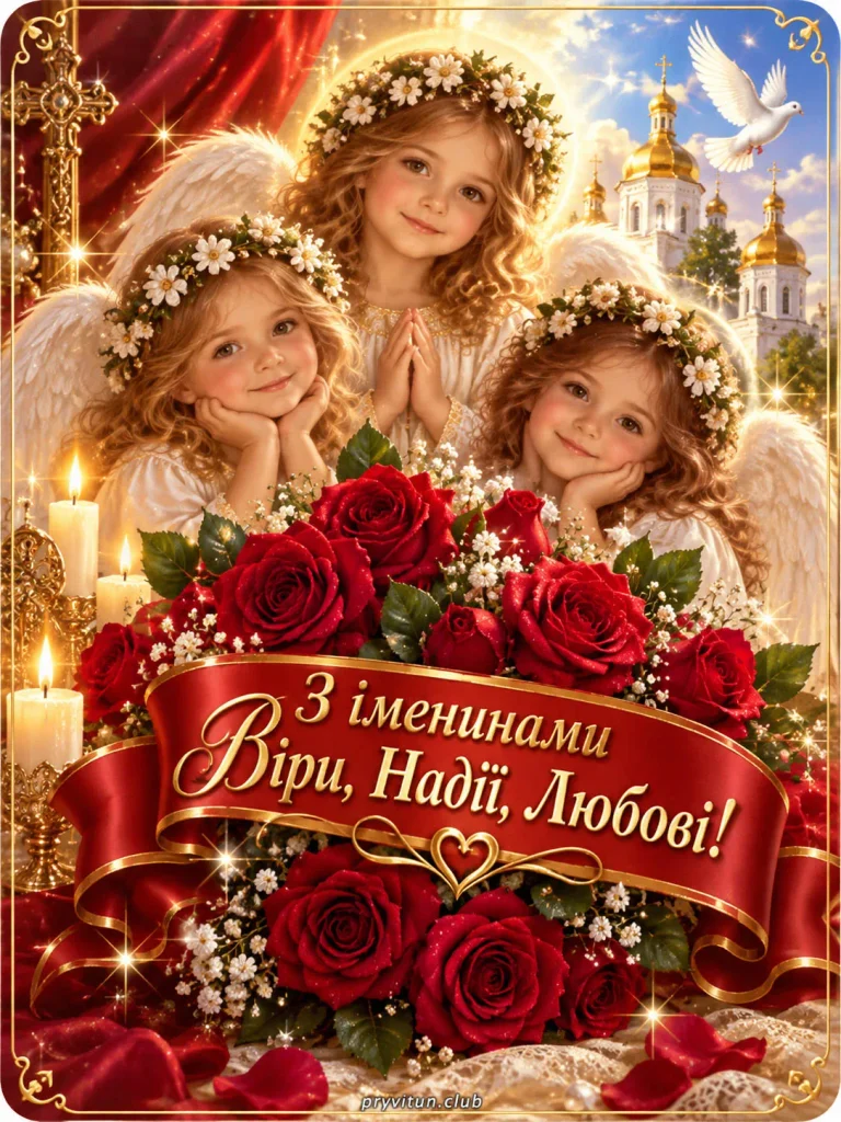 З іменинами Віри, Надії та Любові миру, щастя і добра