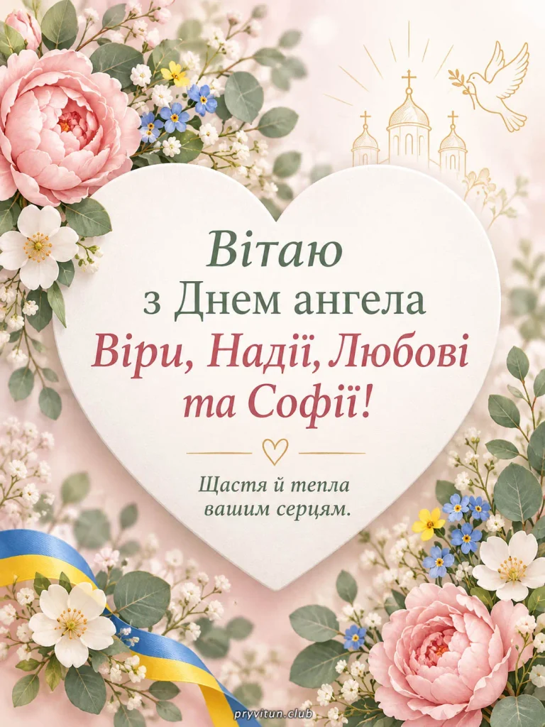 Зі святом Віри, Надії, Любові та матері їх Софії