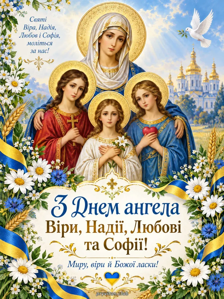 Зі святом Віри, Надії та Любові