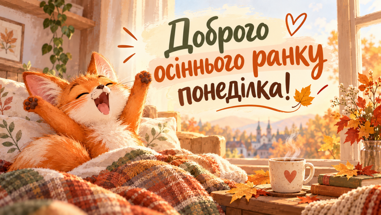 Доброго осіннього ранку понеділка прикольні картинки для гарного настрою та початку тижня