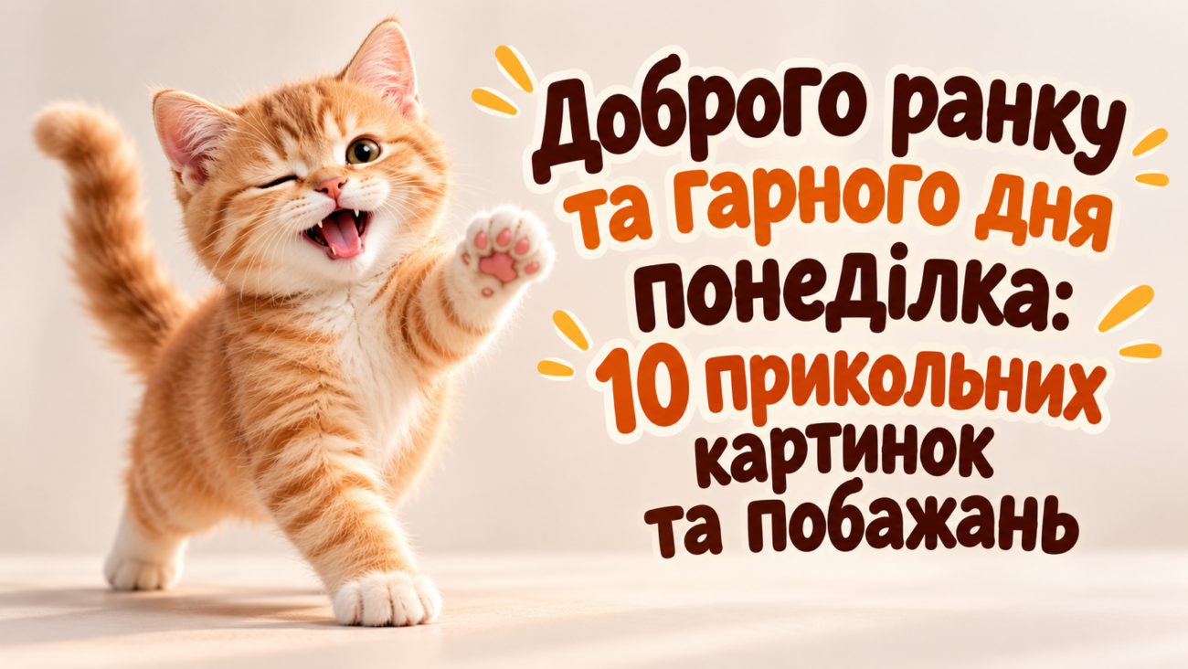 Доброго ранку та гарного дня понеділка 10 прикольних картинок та побажань
