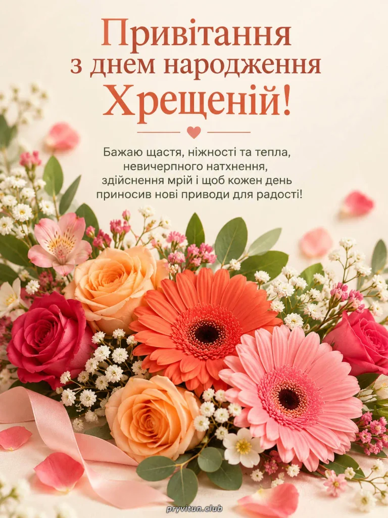 Хрещена мамо, бажаю щастя та здоров'я