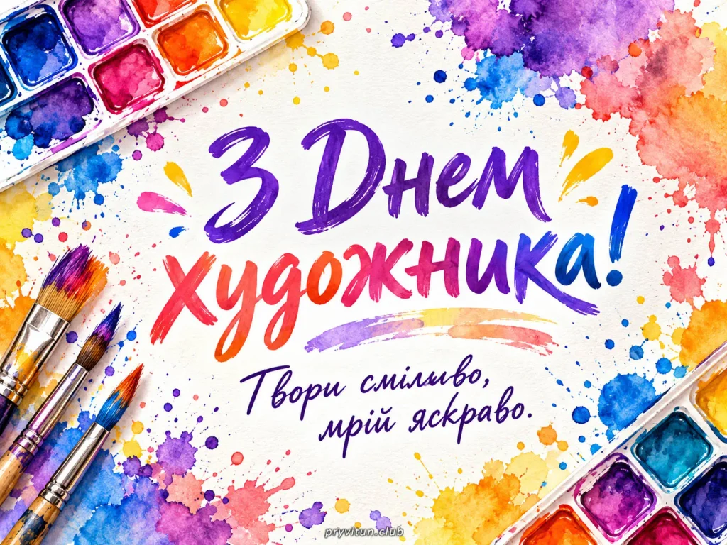 Художнику, бажаю натхнення та щасливої долі