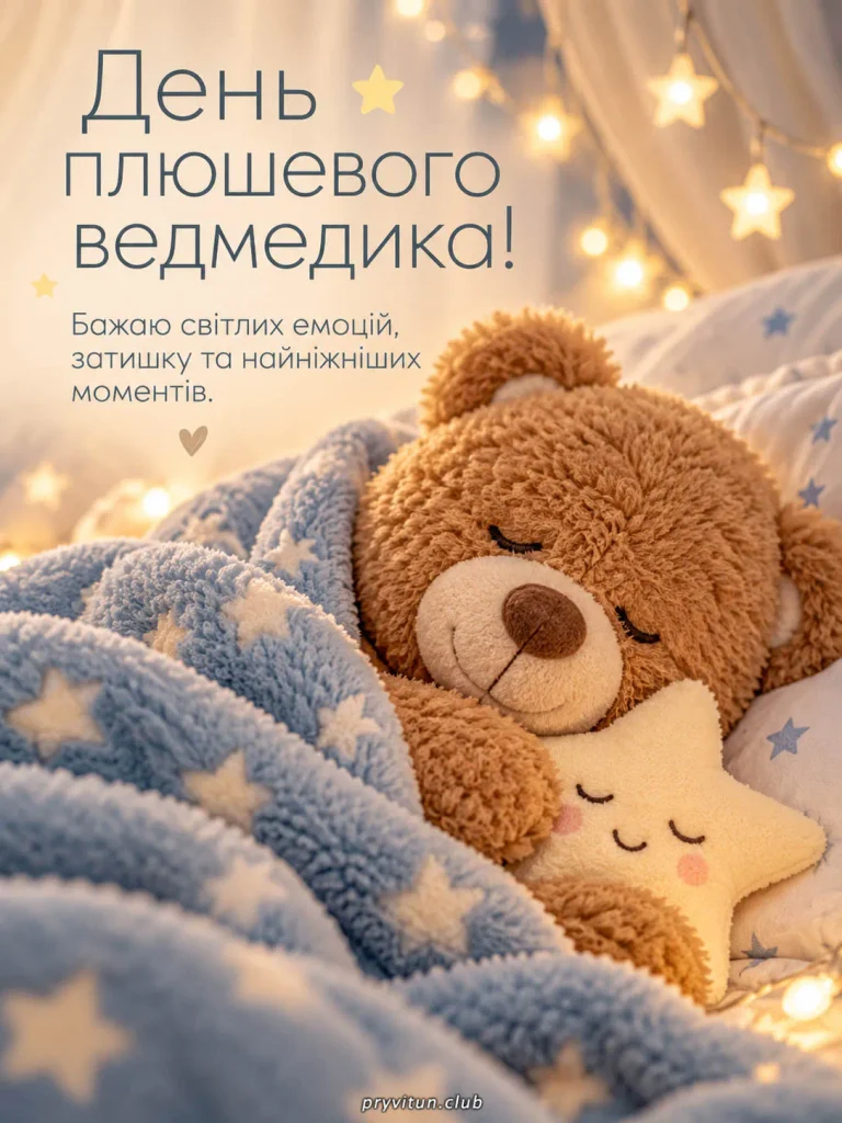 Красива картинка з Днем плюшевого ведмедика