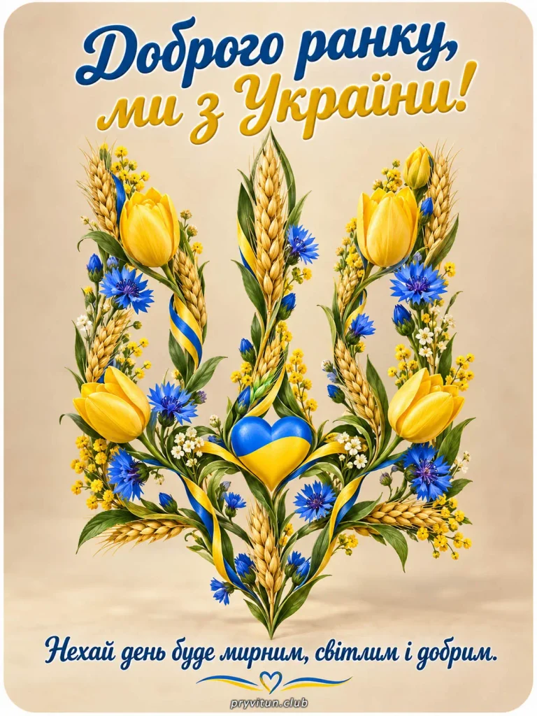 Красива картинка з побажанням доброго ранку Україні