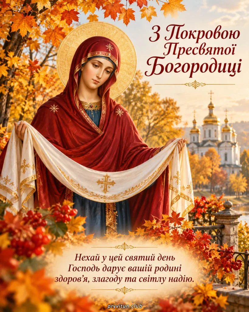 Красива картинка з Покровою Пресвятої Богородиці