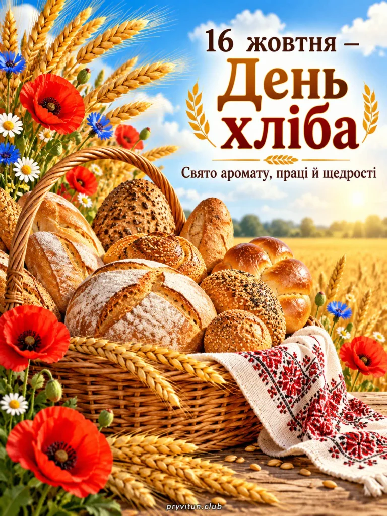 Красива листівка до Всесвітнього дня хліба