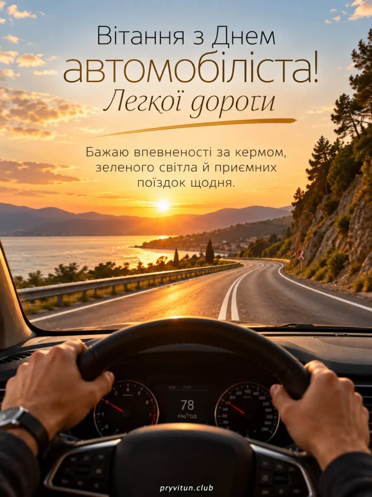 Красива листівка з Днем автомобіліста 2026