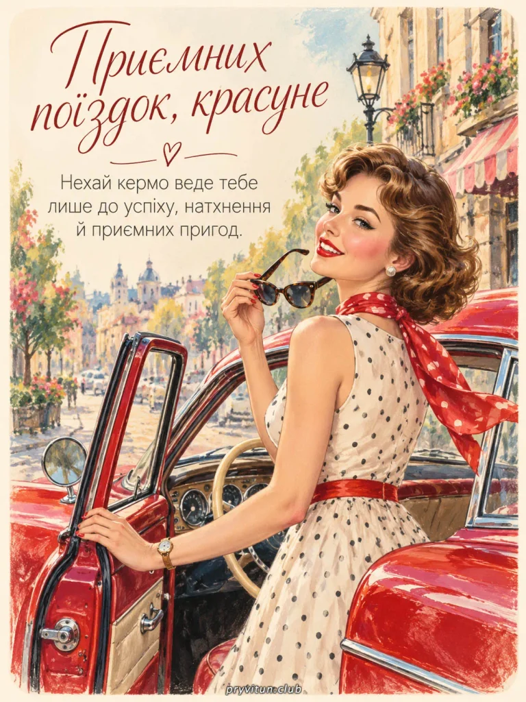 Красива листівка з Днем автомобіліста для жінки