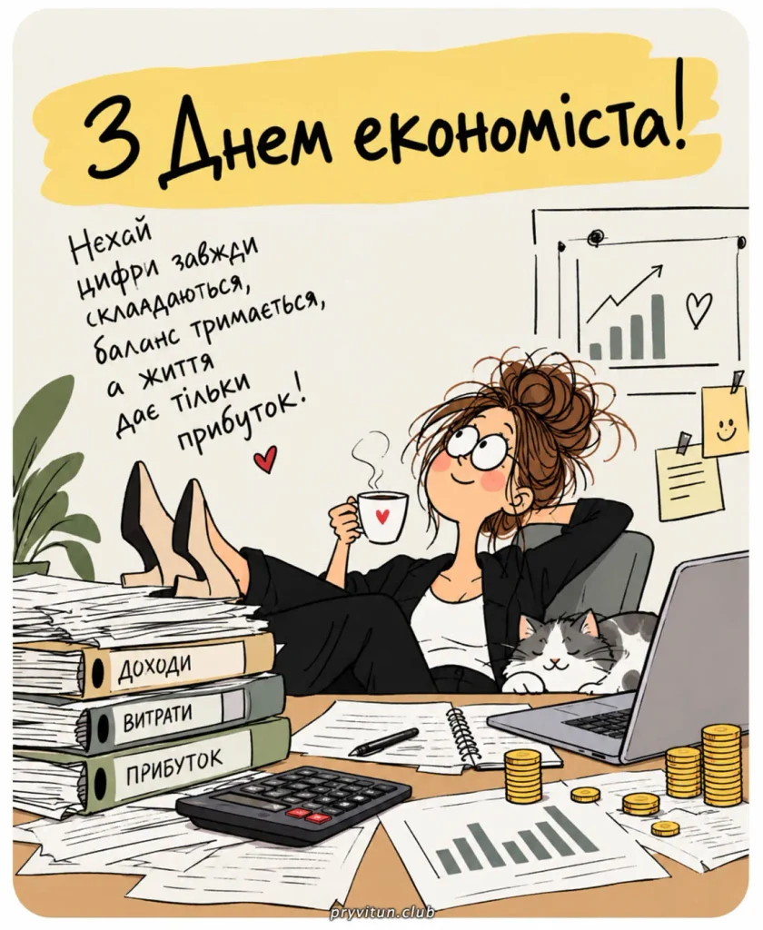 Красива листівка з Днем економіста