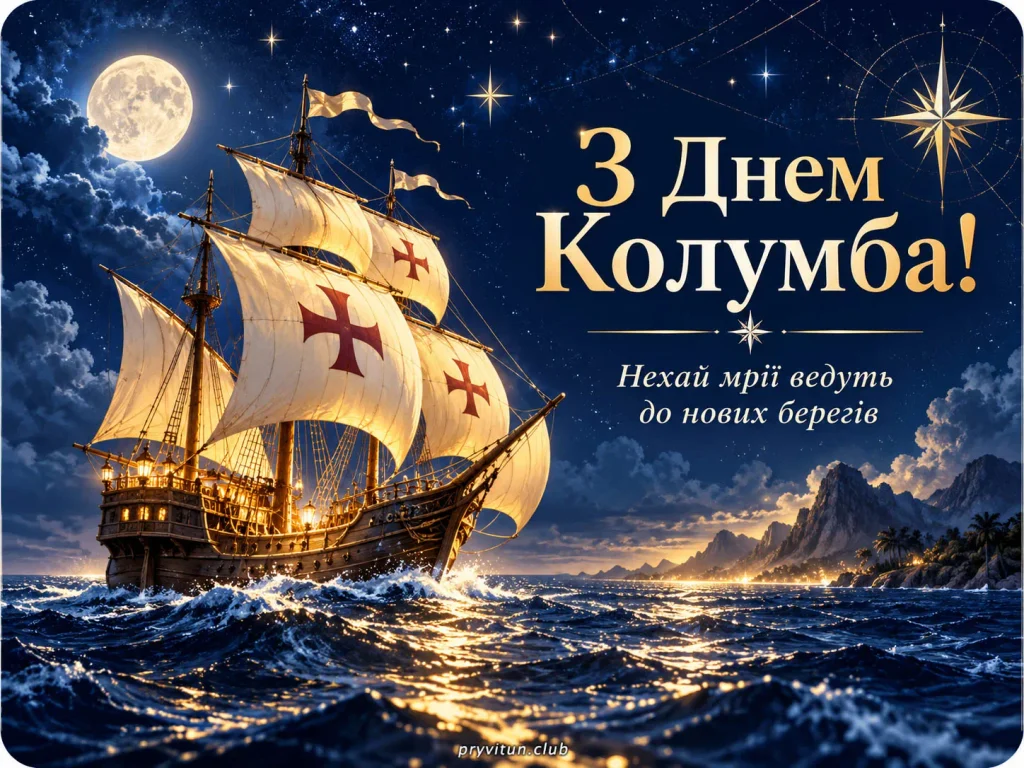 Красива листівка з Днем Колумба