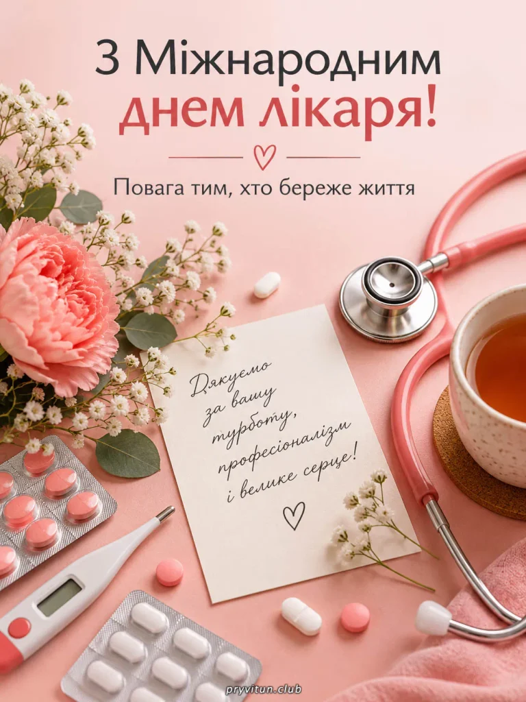 Красива листівка з Днем лікаря
