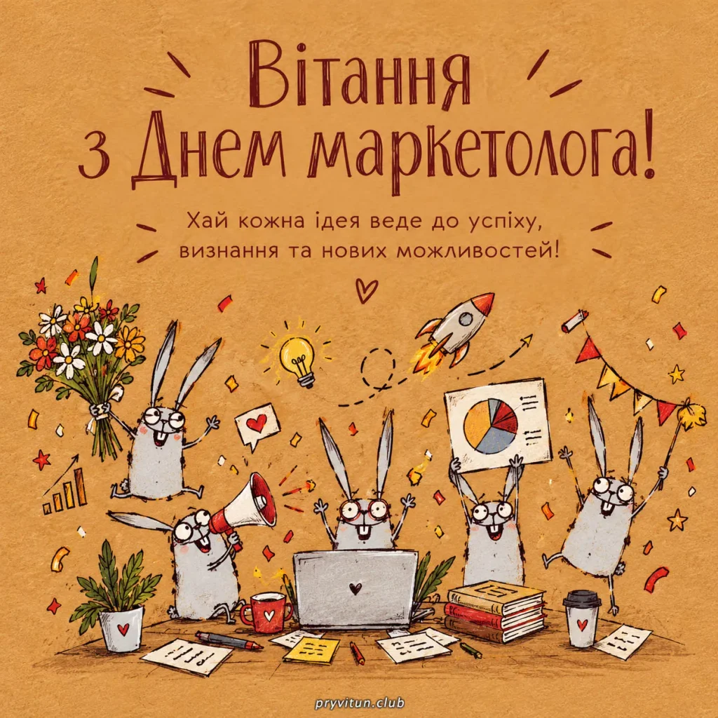 Красива листівка з Днем маркетолога