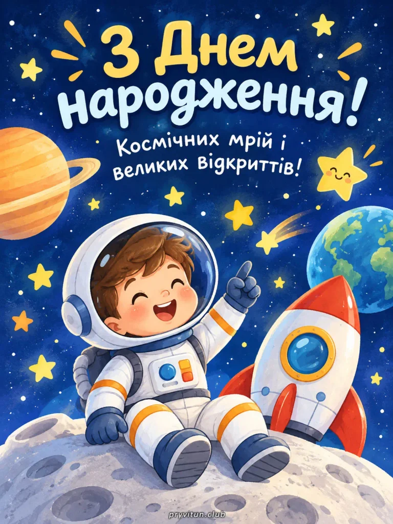 Красива листівка з Днем народження для хлопчика