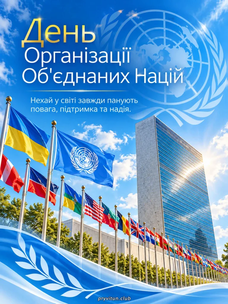 Красива листівка з Днем Організації Об'єднаних Націй