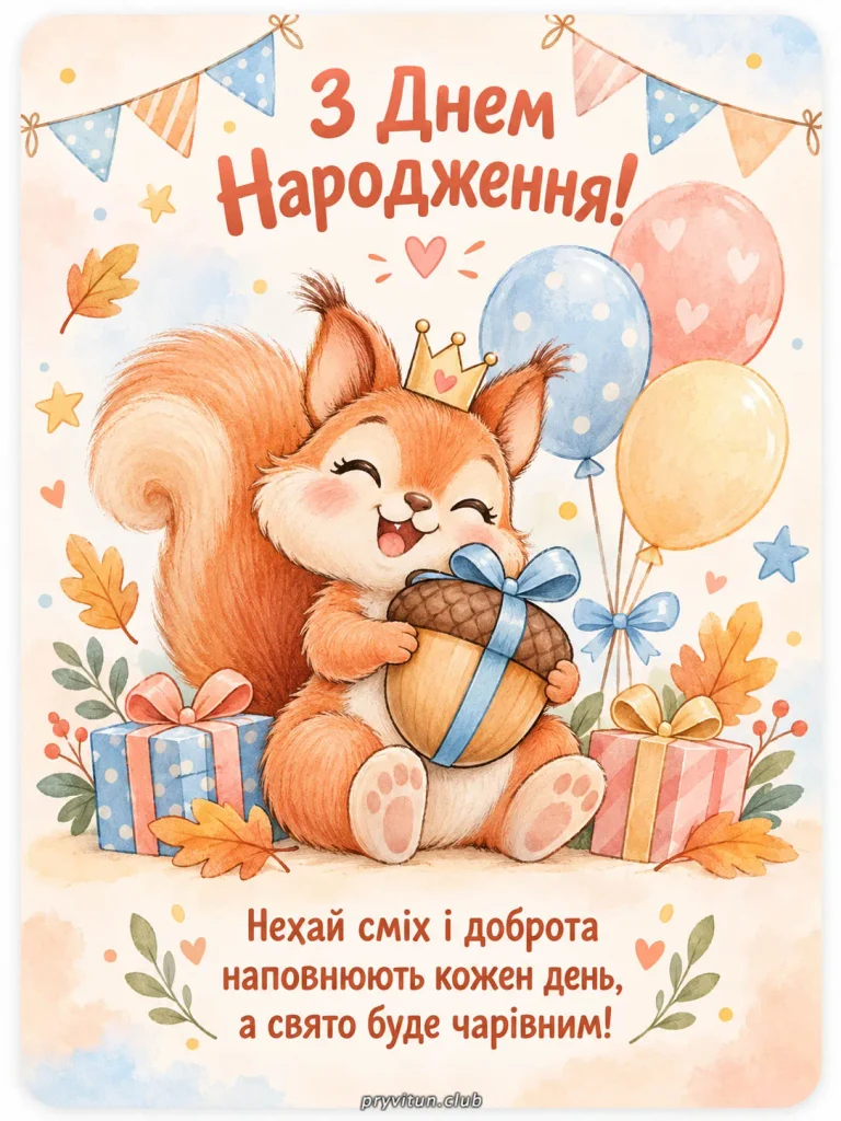 Мила картинка з Днем народження маленькій іменинниці