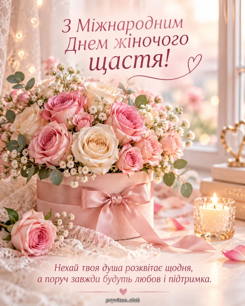 Ніжна картинка з Днем жіночого щастя