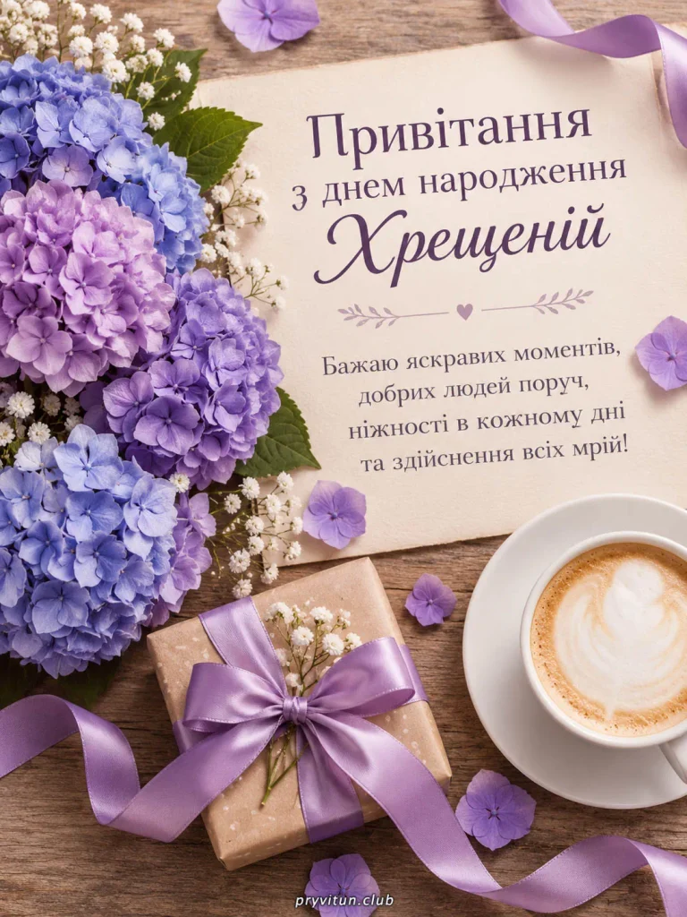 Ніжна листівка з Днем народження для хрещеної