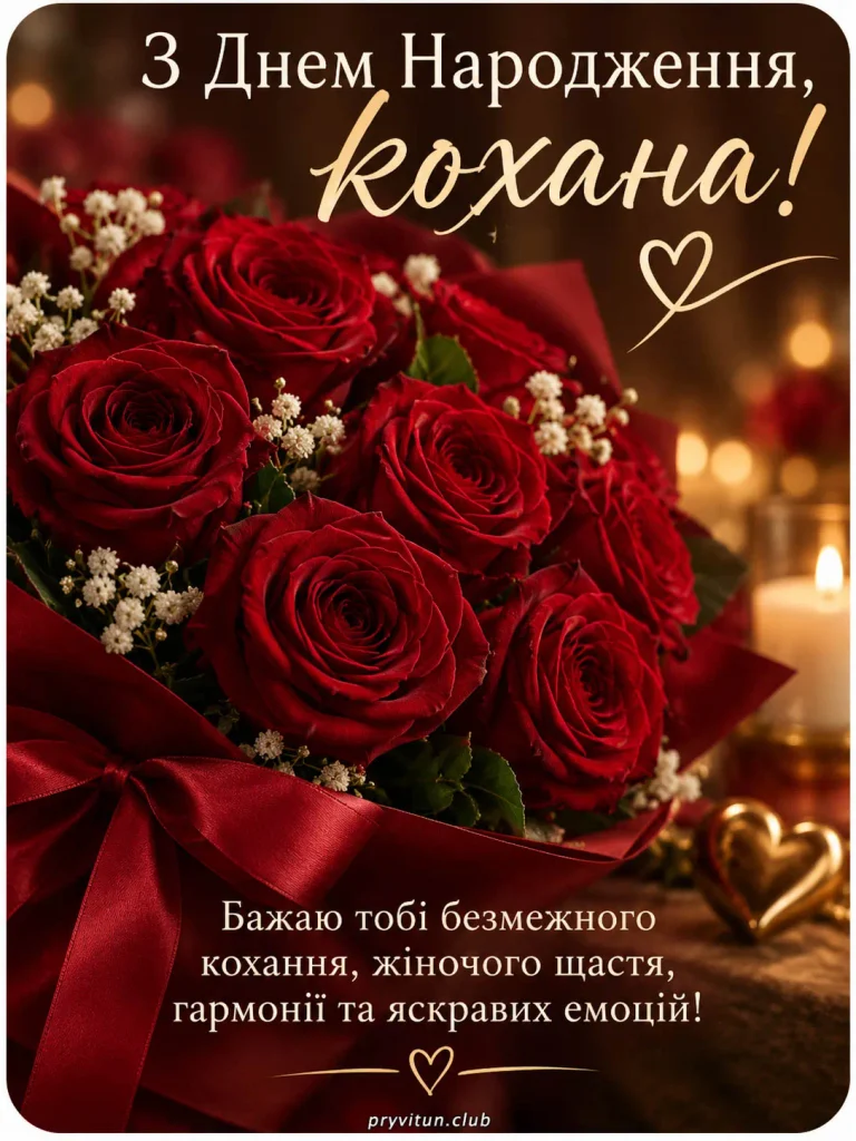 Ніжні побажання коханій з Днем народження