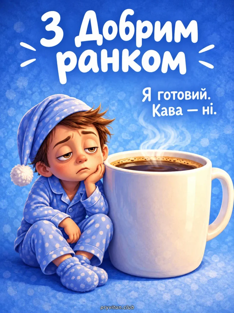 Прикольна листівка з добрим ранком для гарного настрою