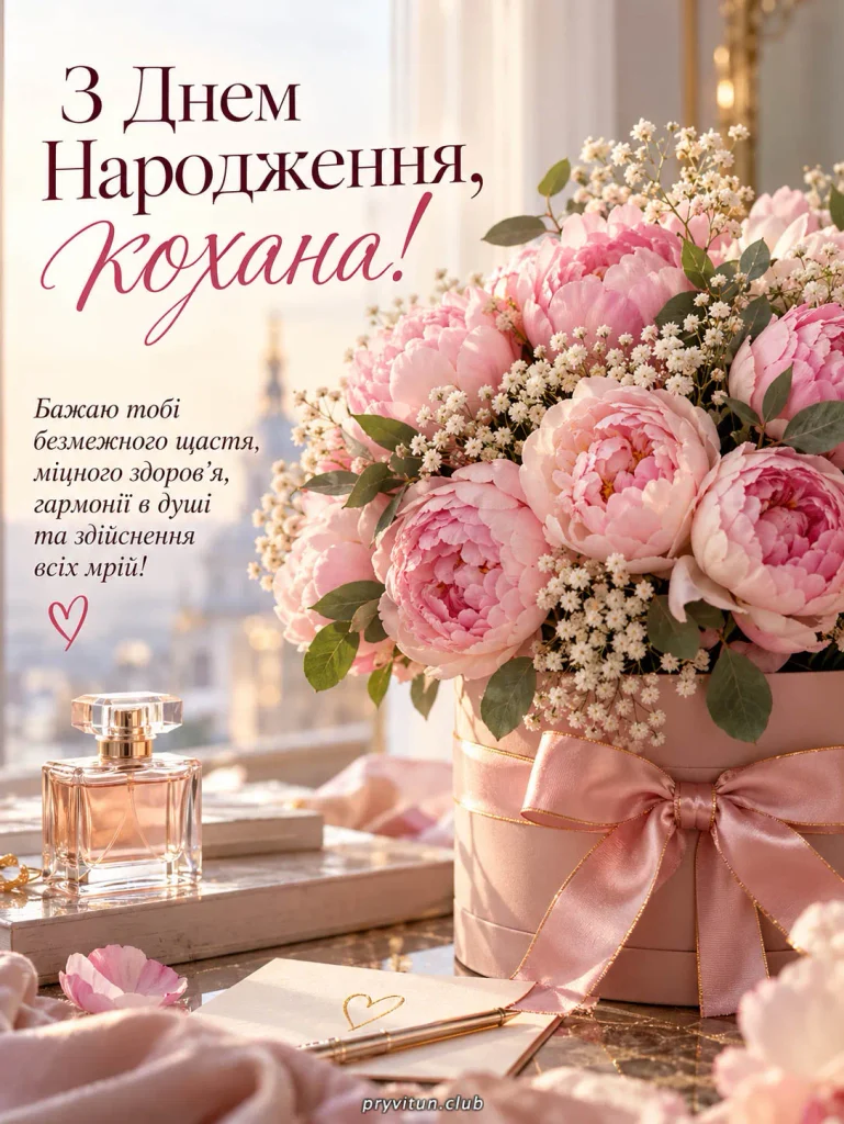Романтичне привітання коханій з Днем народження