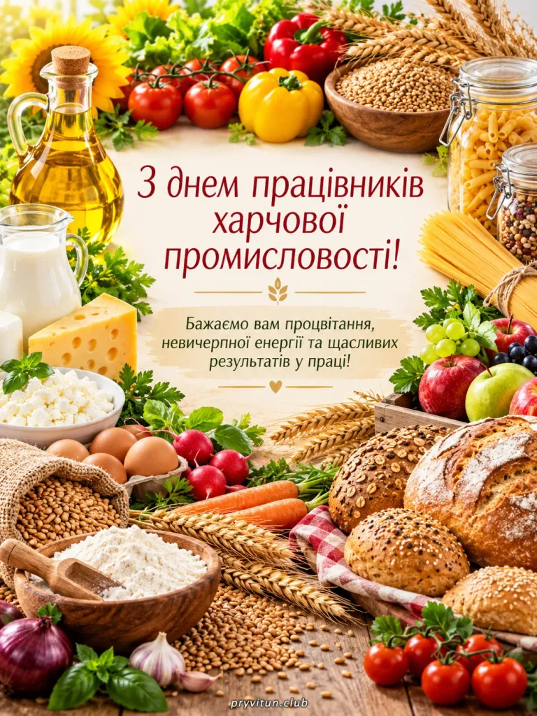 Щирі вітання працівникам харчової промисловості